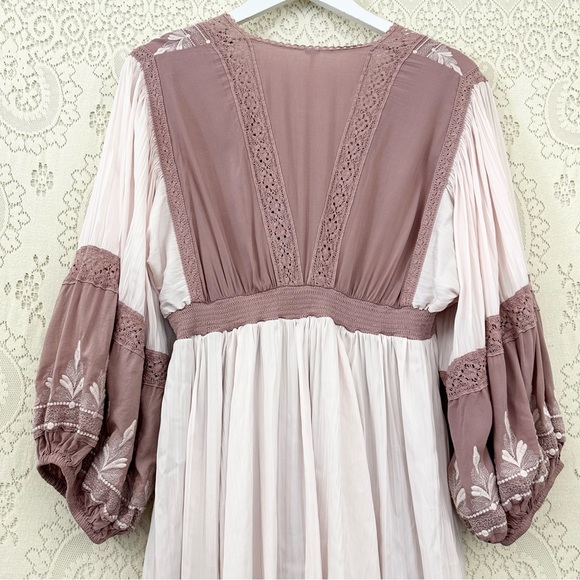 Free People Turn Heads Mauve Lace Boho Mini Dress - Picture 8 of 15
